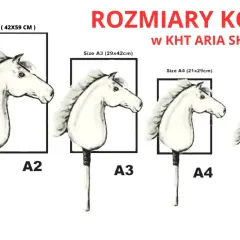 Różne rozmiary koni w formie rysunku. Wzór konia prezentowany w rozmiarach A2, A3, A4 i A5.