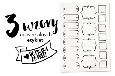 3 wzory uniwersalnych etykiet do druku za free! Różne kształty ramek do personalizacji.