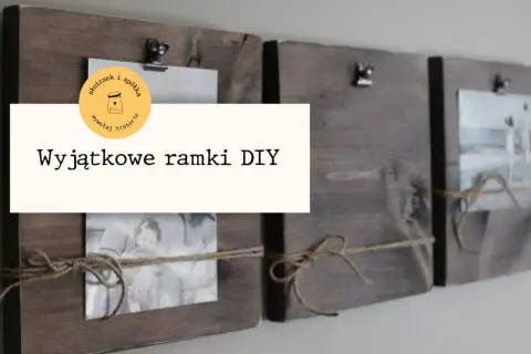 Drewniane ramki na zdjęcia vintage, ozdobione sznurkiem, idealne do tworzenia wyjątkowych pamiątek.