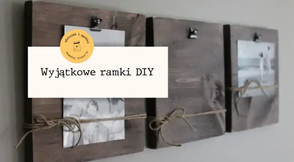 Drewniane ramki na zdjęcia vintage, ozdobione sznurkiem, idealne do tworzenia wyjątkowych pamiątek.