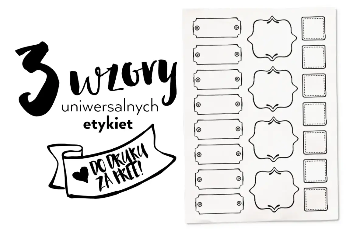 3 wzory uniwersalnych etykiet do druku za free! Różne kształty ramek do personalizacji.