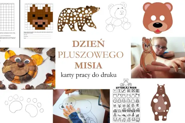 Karty pracy do druku na Dzień Pluszowego Misia: rysowanie, wycinanki, łapki i maska misia. Jak zrobić pluszowego misia?