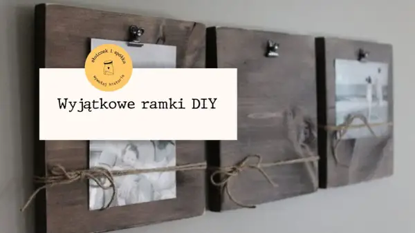 Drewniane ramki na zdjęcia vintage, ozdobione sznurkiem, idealne do tworzenia wyjątkowych pamiątek.